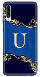 Amazon Brand - Solimo Designer Blue Pattern Alphabet-U 3D Printed Hard Back Case Mobile Cover for Samsung Galaxy A30s