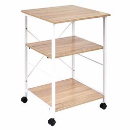 AmazonBasics Multipurpose Rolling Cart, Desk Extender -Natural