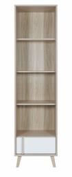 Amazon Brand - Movian Moselle Bookcase/Shelving Unit with 4-shelves and 1-storage compartment, 51 x 196 x 45cm, White/Oak-Effect