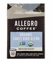 Allegro Coffee Organic Early Bird Blend Coffee Capsules, 3.8 oz, 10 ct