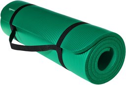 AmazonBasics Extra Thick Exercise Yoga Gym Floor Mat with Carrying Strap - 74 x 24 x .5 Inches, Green