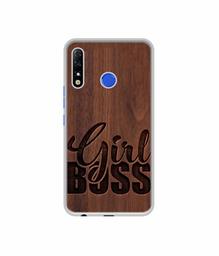 Amazon Brand - Solimo Designer Girl Boss On Wood UV Printed Soft Back Case Mobile Cover for Tecno Spark 4