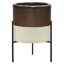 Amazon Brand – Rivet Mid-Century Ceramic Planter with Stand, 14