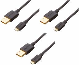 AmazonBasics USB 2.0 A-Male to Micro B Charger Cable (3 Pack), 3 feet, Black