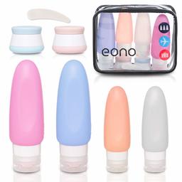 Eono by Amazon - Flacon Voyage Avion dans Trousse de Toilette Transparente, Kit de Voyage pour l’Avion, Bouteilles Vide de Voyage pour Liquides, Sac Cosmétiques de Voyage, TSA Sac de Transport