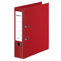 AmazonBasics Lever Arch File - PP Cover, Spine Pocket, FSC Certified, Spine Width 80 mm, Pack of 10, Red