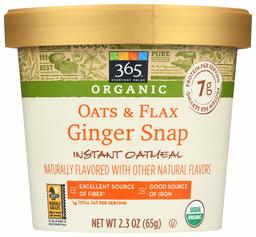 365 Everyday Value, Organic Instant Oatmeal, Oats & Flax Ginger Snap,  2.3 oz