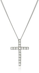 Sterling Silver and Swarovski Zirconia Cross Pendant Necklace