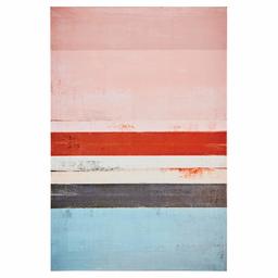 Amazon Brand – Rivet Contemporary Striped Print with Sand Texture Wall Art Decor on Canvas - 36 x 24 Inch, Pink and Blue