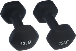 AmazonBasics Neoprene Dumbbell Hand Weights, 12 Pound Each, Black - Set of 2