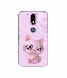 Amazon Brand - Solimo Designer Cute Pink Cat 3D Printed Hard Back Case Mobile Cover for Motorola Moto G4 Plus (with Logo Cut)