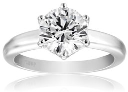 Platinum-Plated Sterling Silver Solitaire Ring set with Round Swarovski Zirconia (2 cttw), Size 6