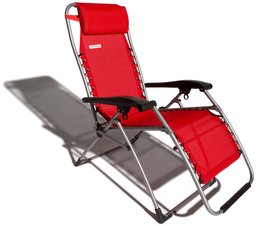 Strathwood Basics Anti-Gravity Adjustable Recliner Chair, Red with Silver Frame