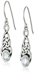 Amazon CollectionSterling Silver Celtic Knot Blue Topaz Linear Drop Earrings