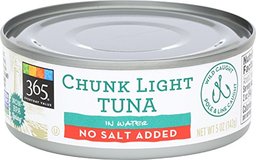 365 Everyday Value, Chunk Light Tuna in Water No Salt Added, 5 Ounce