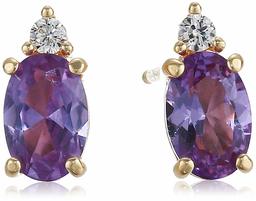 18K Yellow Gold Plated Sterling Silver Created Alexandrite Stud Earrings