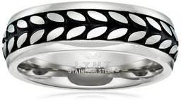 Men's Stainless Steel with Black IP Center Ring, Size 11