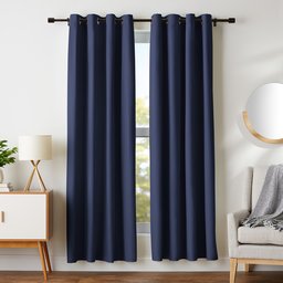 AmazonBasics - Conjunto de cortinas que não deixam a luz passar com ilhós, 117 x 183 cm, azul marinho