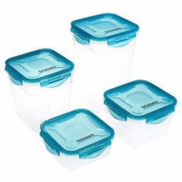 Amazon Brand - Solimo Plastic Food Storage Container Set, (4 pieces, 800ml, 1.5L, 2.5L, 3.5L)