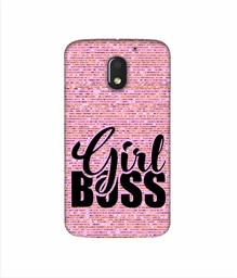 Amazon Brand - Solimo Designer Girl Boss On Pink Sparkle 3D Printed Hard Back Case Mobile Cover for Motorola Moto E (3rd gen)