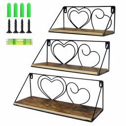 UMI. Essentials Floating Shelves Wall Mounted 3 Pack Rustic Storage Shelf for Bedroom Living Room