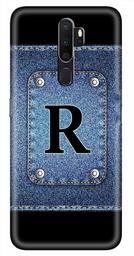 Amazon Brand - Solimo Designer Button Jeans Alphabet-R 3D Printed Hard Back Case Mobile Cover for Oppo A9 (2020)