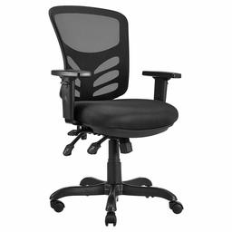 AmazonCommercial Ergonomic Mid-Back Mesh Desk/Computer Chair with Adjustable Seat, Armrests, and Lumbar Support - Black (Renewed)