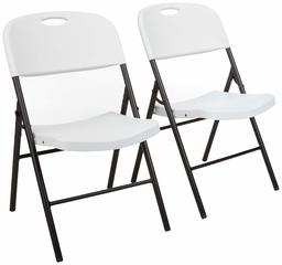 AmazonBasics Folding Plastic Chair, 157.5 kg Capacity, White, Set of 2