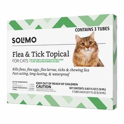 Amazon Brand - Solimo Flea and Tick Topical Treatment for Cats (over 1.5 pounds) 3 Doses 11289