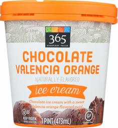 365 Everyday Value, Chocolate Valencia Orange Ice Cream, Naturally Flavored, 16 oz (Frozen)