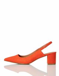 FIND Block Heel Slingback Zapatos de Talón Abierto, Rojo (Burnt Orange), 41 EU