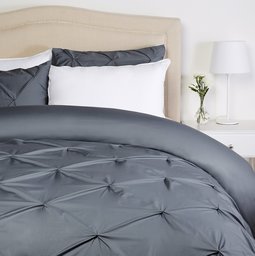 AmazonBasics Pinzon pinch pleat duvet cover set-155x200cm/50x80cmx2, Pewter