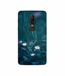 Amazon Brand - Solimo Designer White Flower 3D Printed Hard Back Case Mobile Cover for Oneplus 6