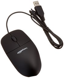 AmazonBasics 3-Button USB Wired Mouse (Black), 30-Pack