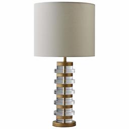 Amazon Brand – Rivet Mid-Century Modern Brass Trimmed Table Lamp with LED Light Bulb, 26