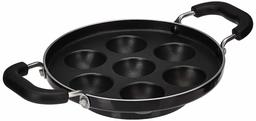 Amazon Brand - Solimo Aluminium Non Stick Paniyarakkal, 7 Pit, 200mm, 245 ml, Black