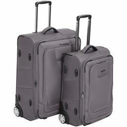 AmazonBasics 2 Piece Expandable Softside Luggage Suitcase With TSA Lock And Wheels Set - Grey