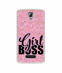 Amazon Brand - Solimo Designer Girl Boss On Pink Sparkle UV Printed Soft Back Case Mobile Cover for Lenovo A2010