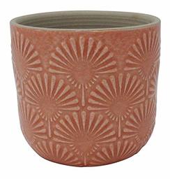 Amazon Brand – Stone & Beam Small Fan-Embossed Planter, 4.3