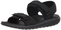 206 Collective Amazon Brand Men's Greenlake Double Band Velcro Sandal, Black Canvas/Nubuck, 8 D US