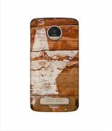 Amazon Brand - Solimo Designer Star Impression On Wood 3D Printed Hard Back Case Mobile Cover for Motorola Moto Z Play