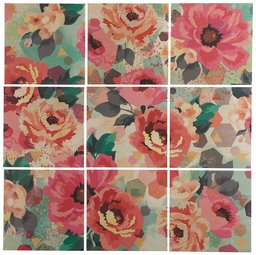 Amazon Brand – Rivet 9-Piece Pastel Floral Art Mural on Wood, 48