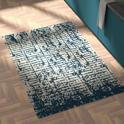 Amazon Brand – Rivet Handtufted Cotton and Wool Area Rug, 4' x 6', Distressed Blue and Ivory