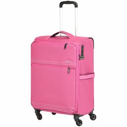 AmazonBasics Lightweight Luggage, Softside Spinner Travel Suitcase with Wheels - 27 Inch, Pink