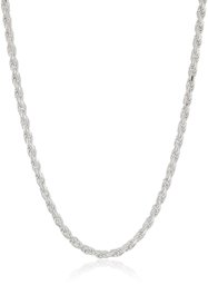 Amazon Essentials Sterling Silver Diamond Cut Rope Chain Necklace, 24