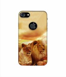 Amazon Brand - Solimo Designer Lion with Lioness 3D Printed Hard Back Case Mobile Cover for Apple iPhone 7 (with Logo Cut)