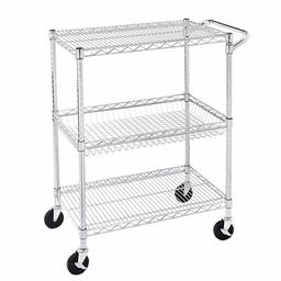 AmazonCommercial Heavy-Duty 3-Tier Wire Rolling Cart, NSF Certified, 35