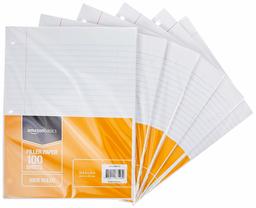 AmazonBasics Wide Ruled Loose Leaf Filler Paper, 100 Sheet, 10.5 x 8 Inch, 6-Pack