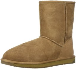 Amazon Brand - 206 Collective Women's Balcom Short Back-Zip Shearling Ankle Boot, Chestnut, 7 B US