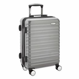 AmazonBasics Premium Hardside Spinner Luggage with Built-In TSA Lock - 55 cm, Grey, Approved for most budget airlines